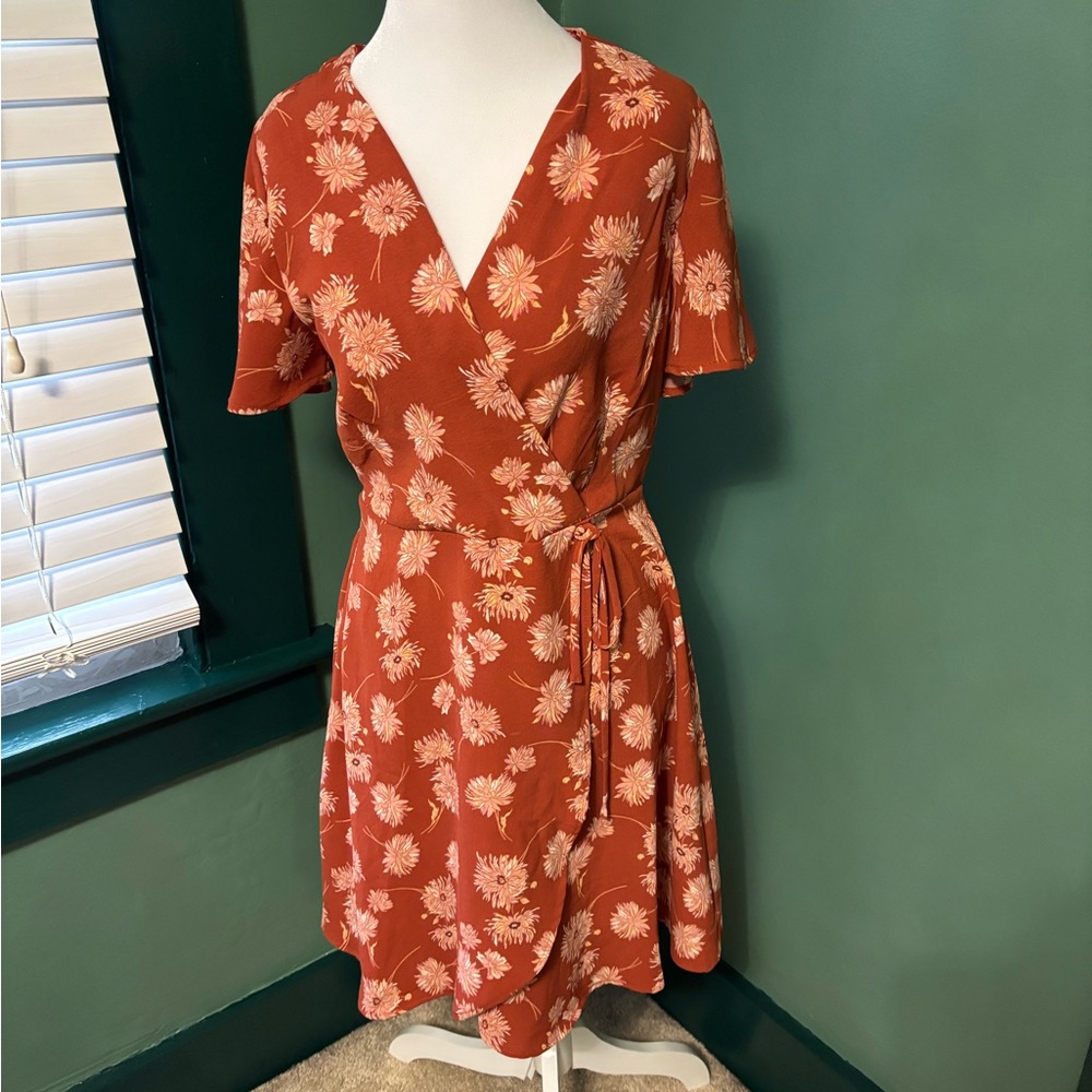 Monteau Rust Floral Midi Dress